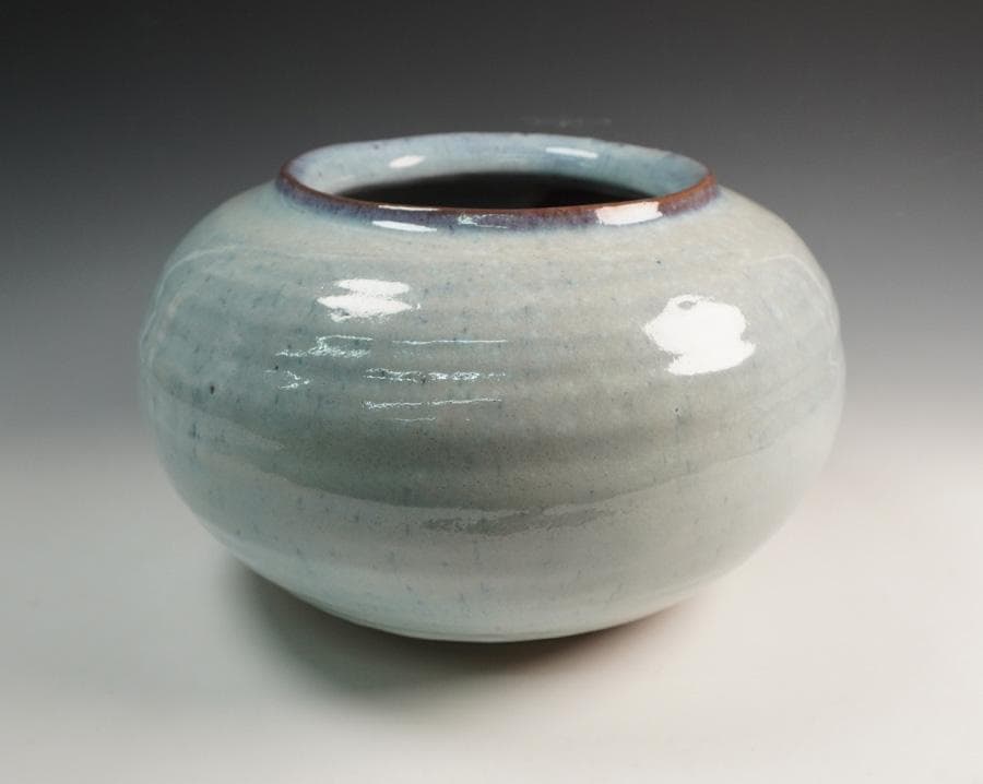 吉賀将夫 萩 窯変平壷 共箱 壺 花器