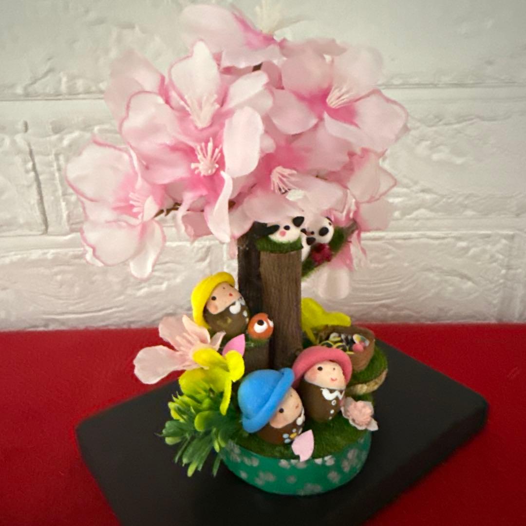どんぐりアート♡春のオブジェ　(手のひらサイズ)ぽかぽか春一番　お花見オブジェ♡