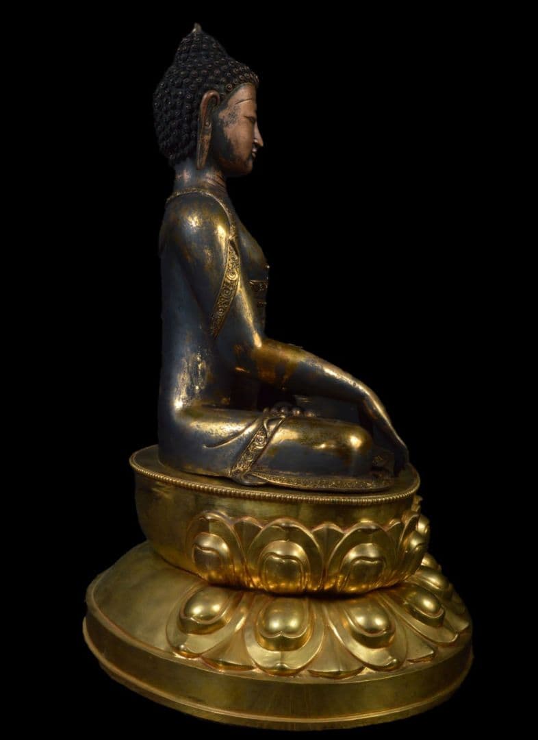 チベット特大仏像 高さ57cm 仏教美術 古銅 鍍金釈迦如来坐像(釋迦牟尼佛)