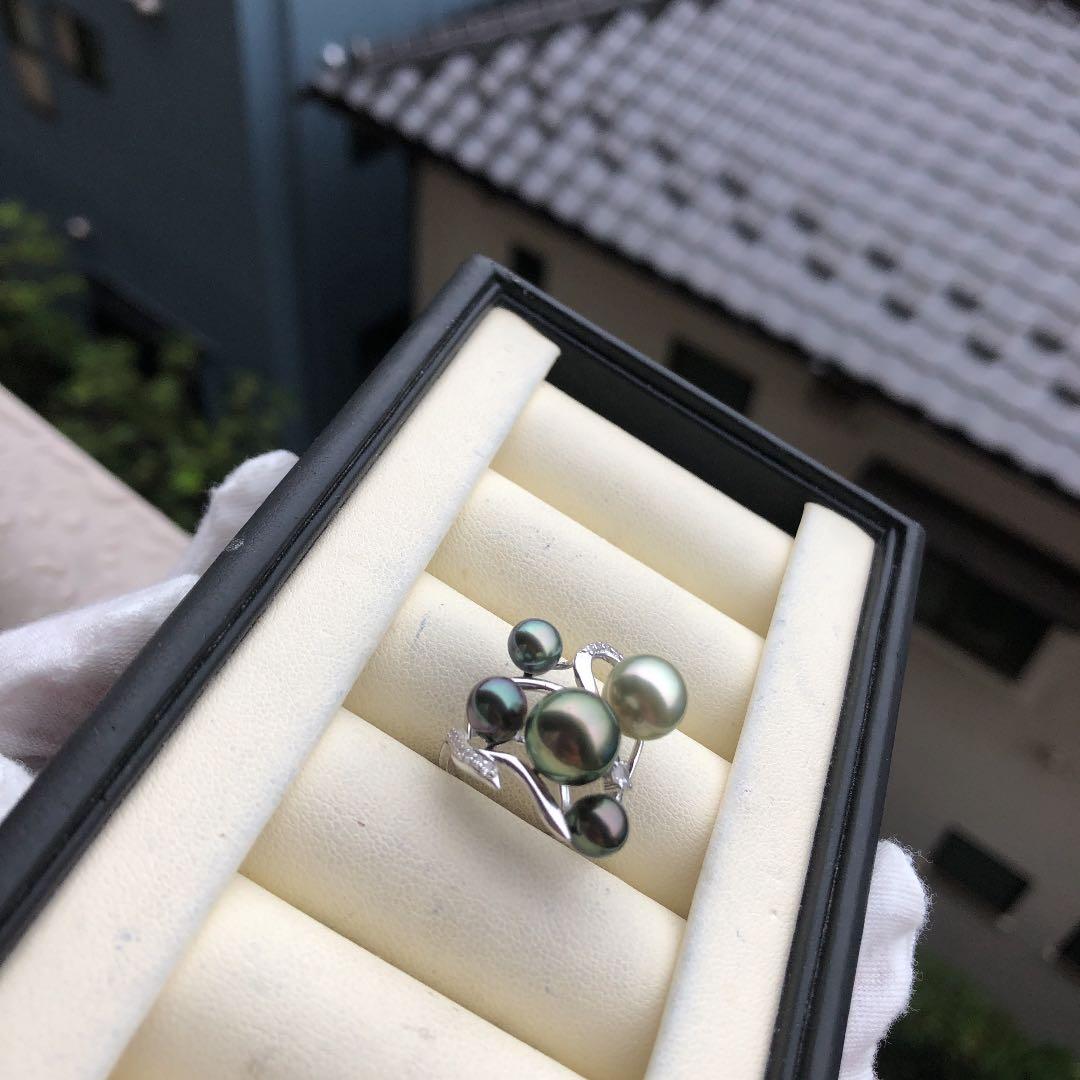 黒蝶真珠　タヒチパール　タヒチケシパール　リング　SD80