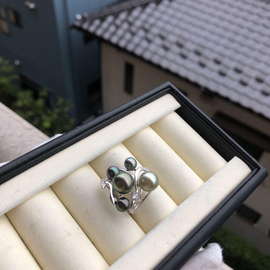 黒蝶真珠　タヒチパール　タヒチケシパール　リング　SD80