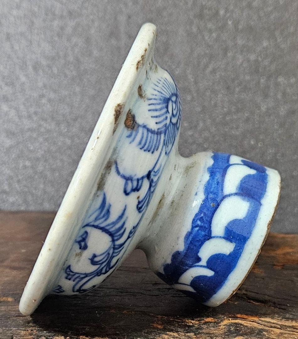 中国古美術　中国古陶磁器　中国古玩　明朝　明代　青華染付　古染付　花文　高付皿