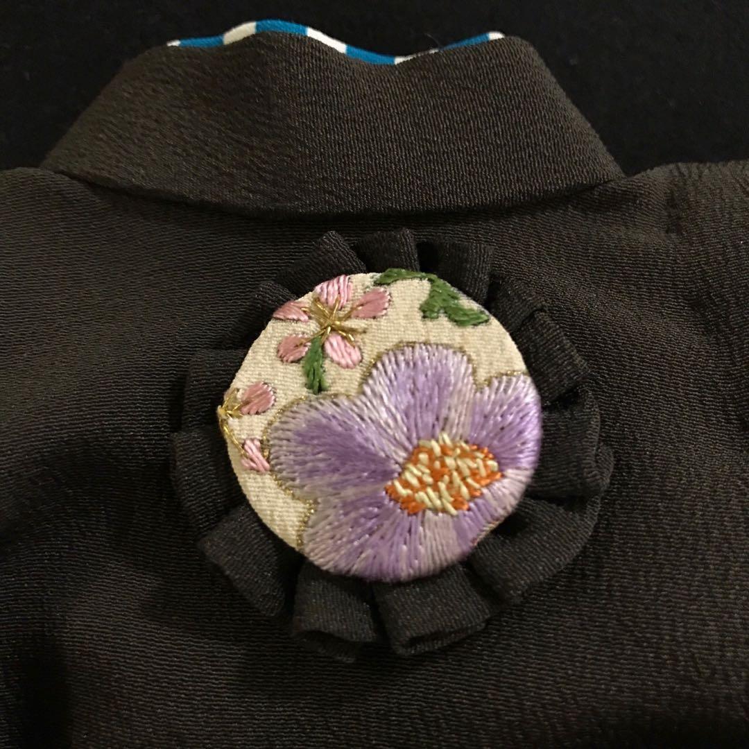 ＊ 市松人形 12号 アンティーク 黒留袖 着物 帯 ＊ 留袖 大正