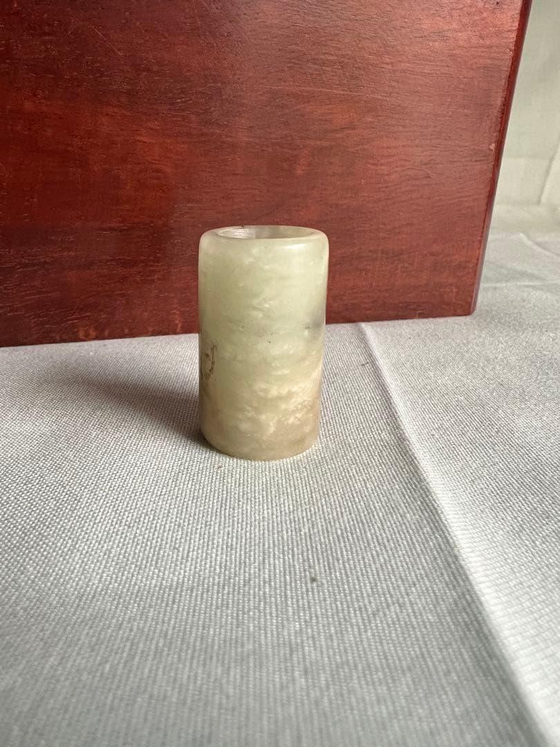 玉製 筒形置物 天然石 中国美術