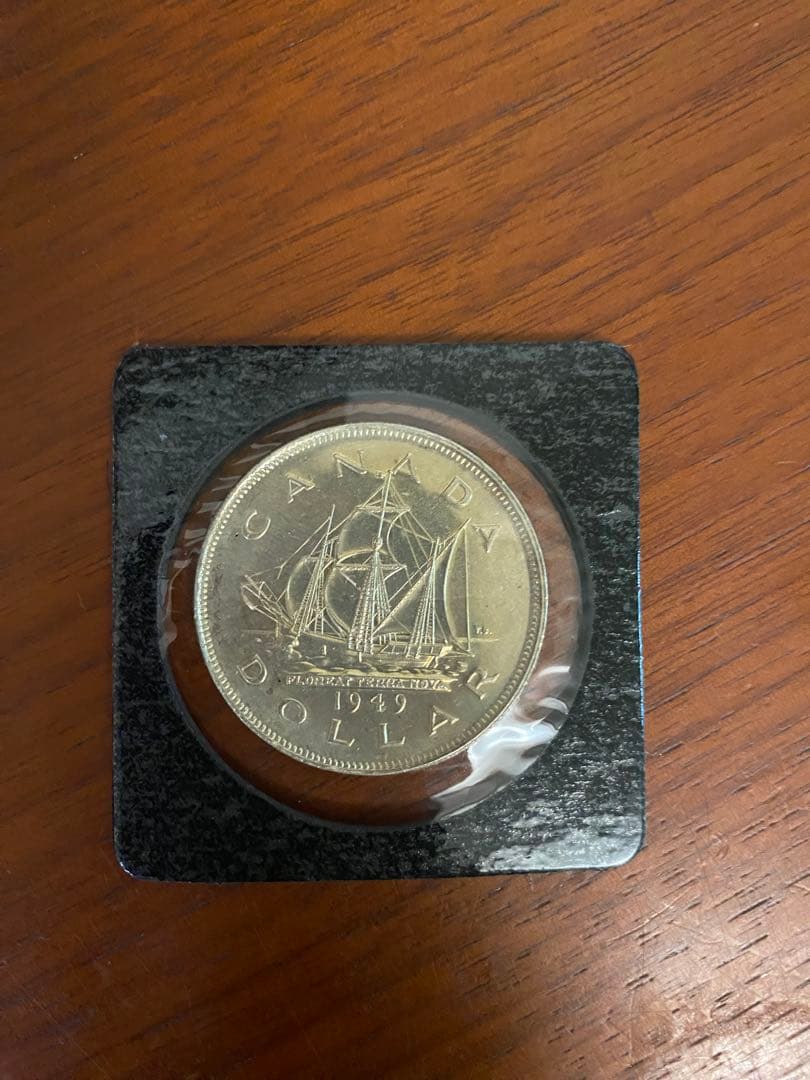 【長期保管品】カナダ銀貨1949年発行ニューファンドランド連邦加入記念 1ドル貨