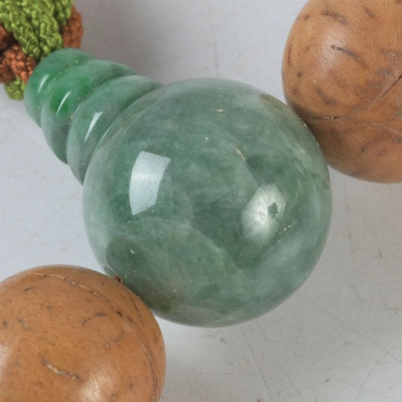 仏教美術　本翡翠　龍眼菩提珠　数珠　念珠　共箱　N　9441