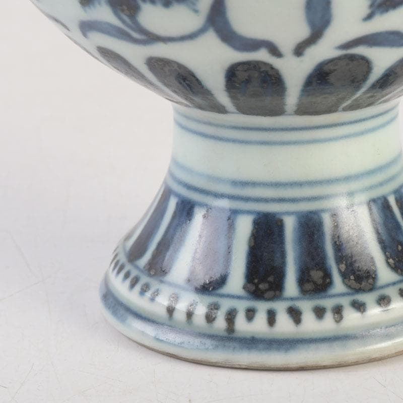 中国　大明宣徳年製款　青花花弁文　蓋香炉　C　A29