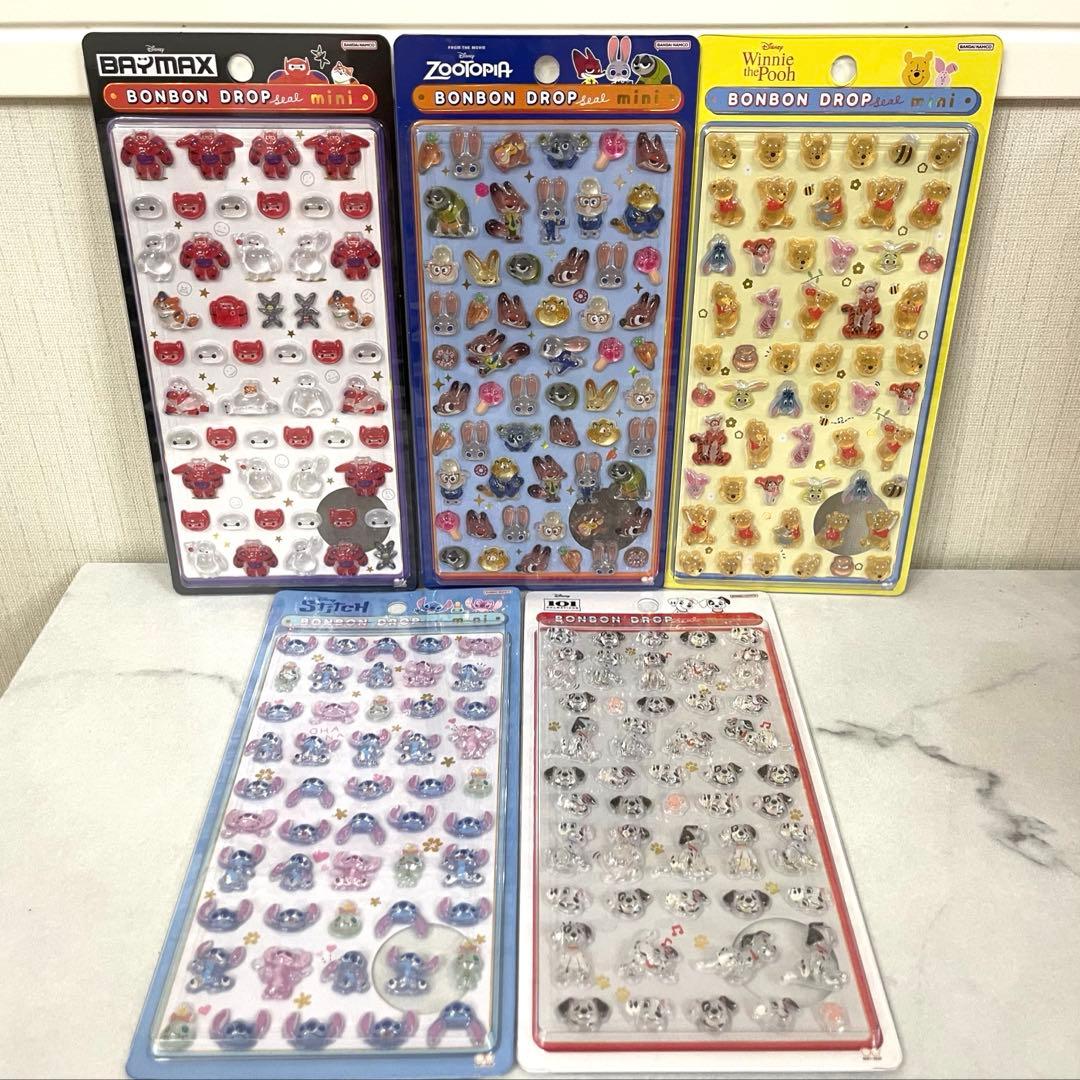 ボンボンドロップシール ズートピア ベイマックス スティッチ5枚セット【正規品】