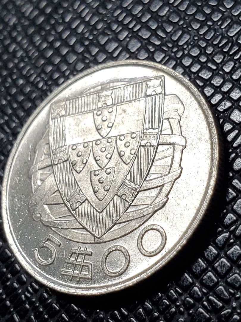 1535.　未使用　銀貨　1947年　ポルトガル　キャラベル船　5ドル　