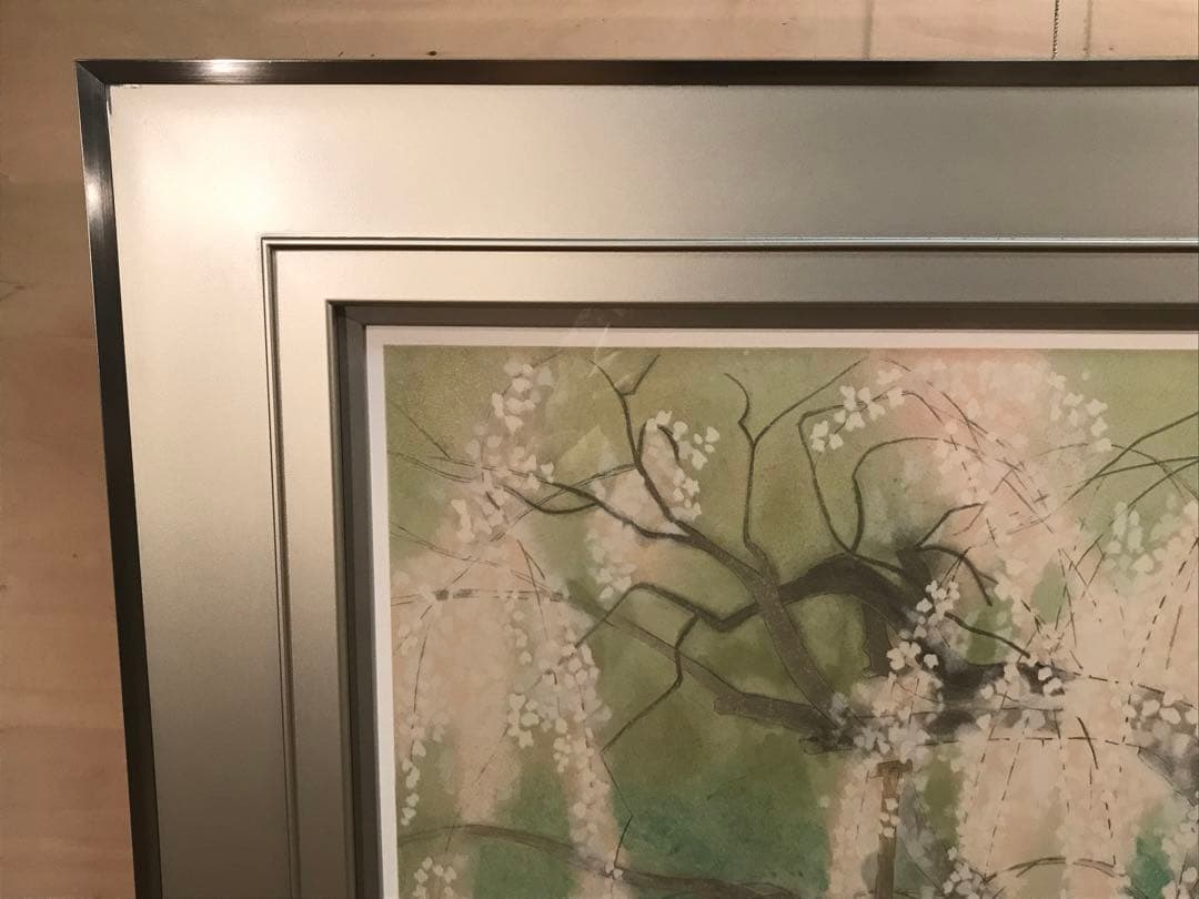 荒井孝　「滝桜」　リトグラフ　直筆サイン・落款・エディション・作品証明シール有り