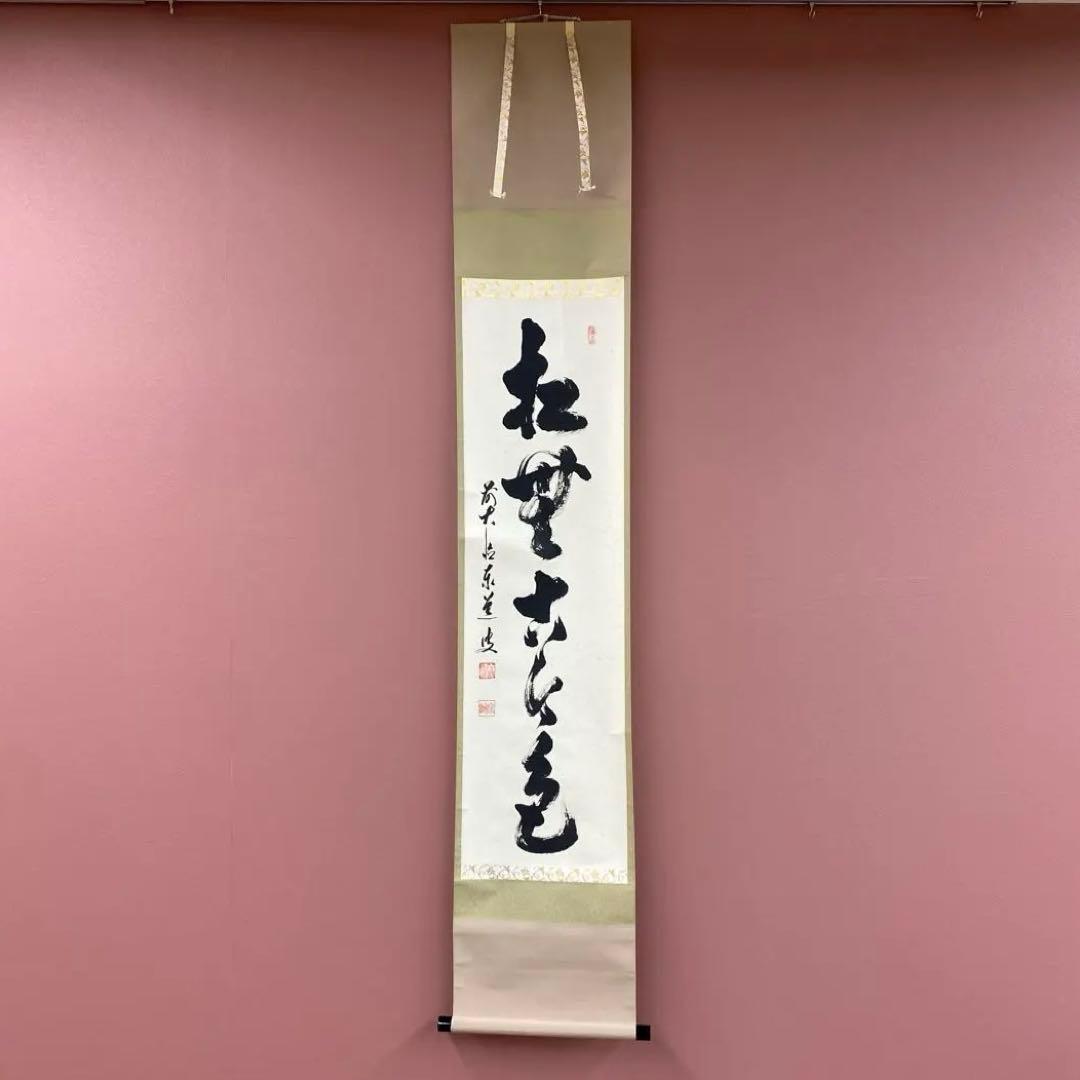 美品 掛け軸 足立泰道作「松無古今色」瑞龍山雲澤禅寺 共箱 禅語 年中掛け