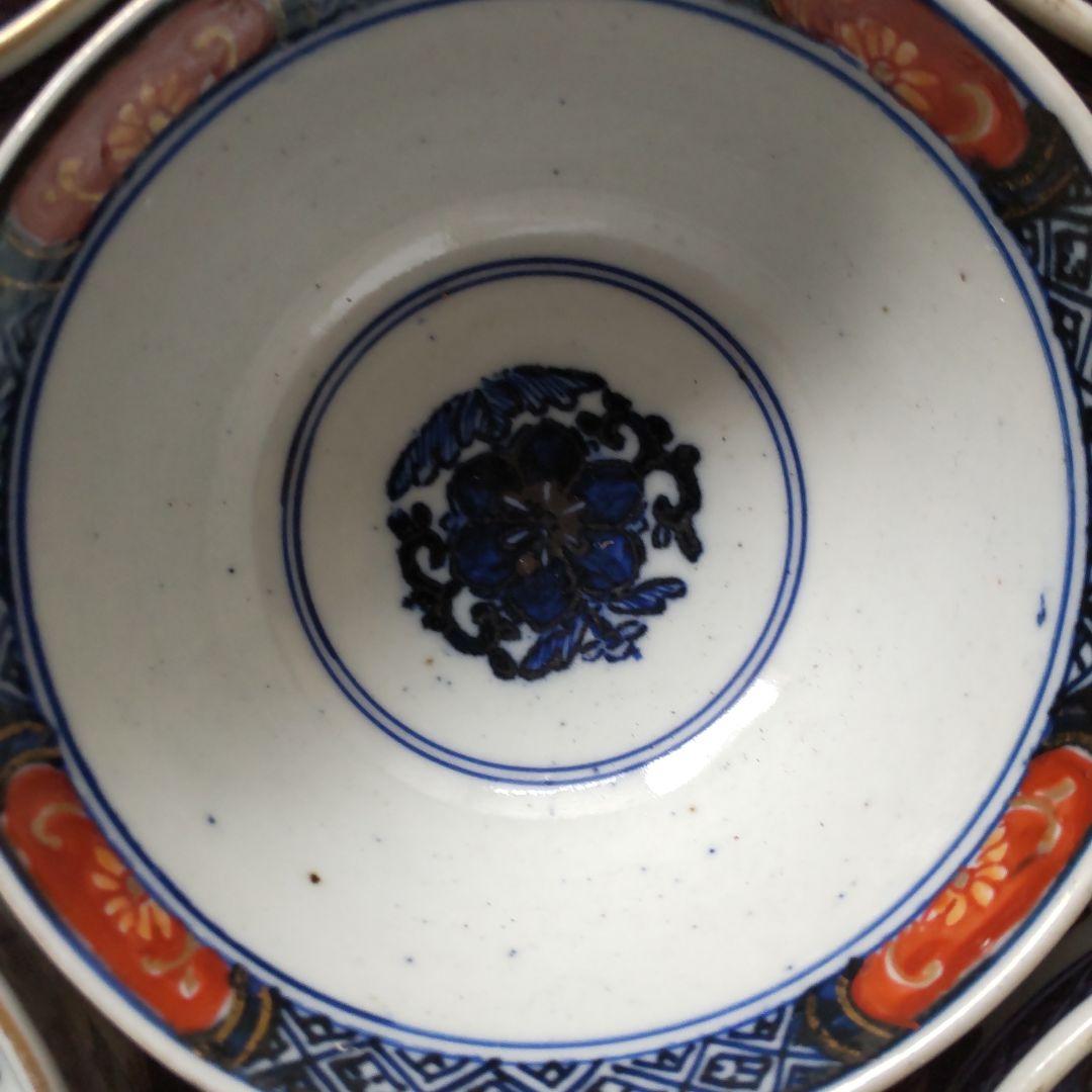 マイケル　古伊万里　蓋茶碗冨貴長春　明治18年 20客のうち5客