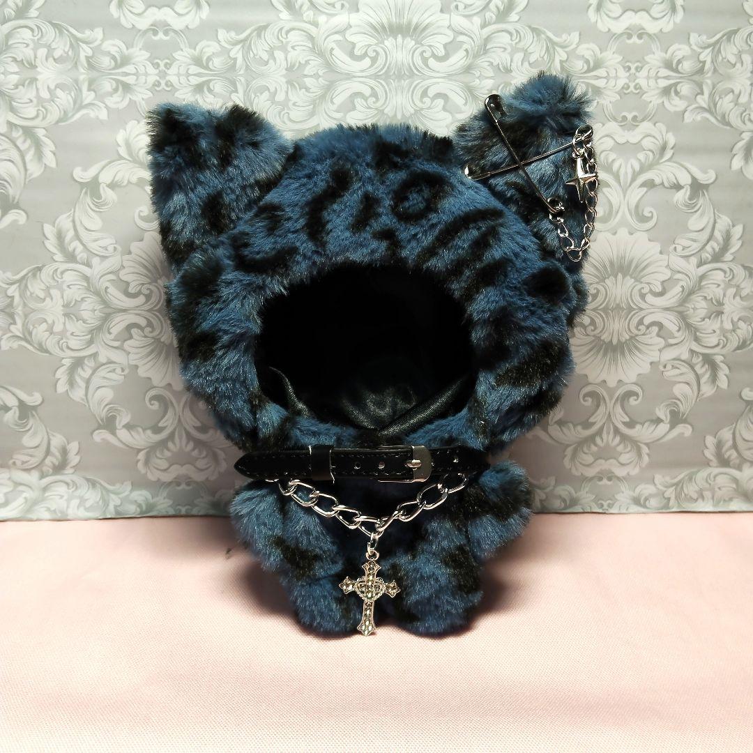 トウコ ぬい服 (ちびぐるみ)ブルー豹柄、黒