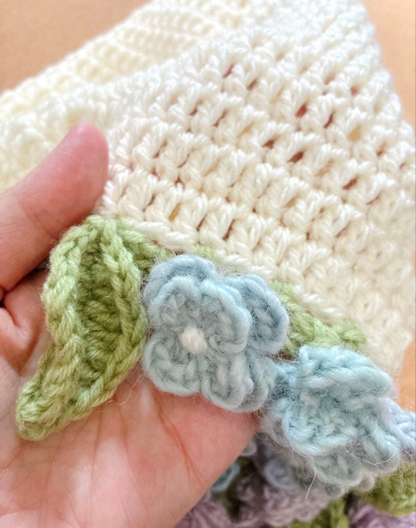 紫陽花　花束ブランケット ブーケブランケット　手編み ハンドメイド 80cm