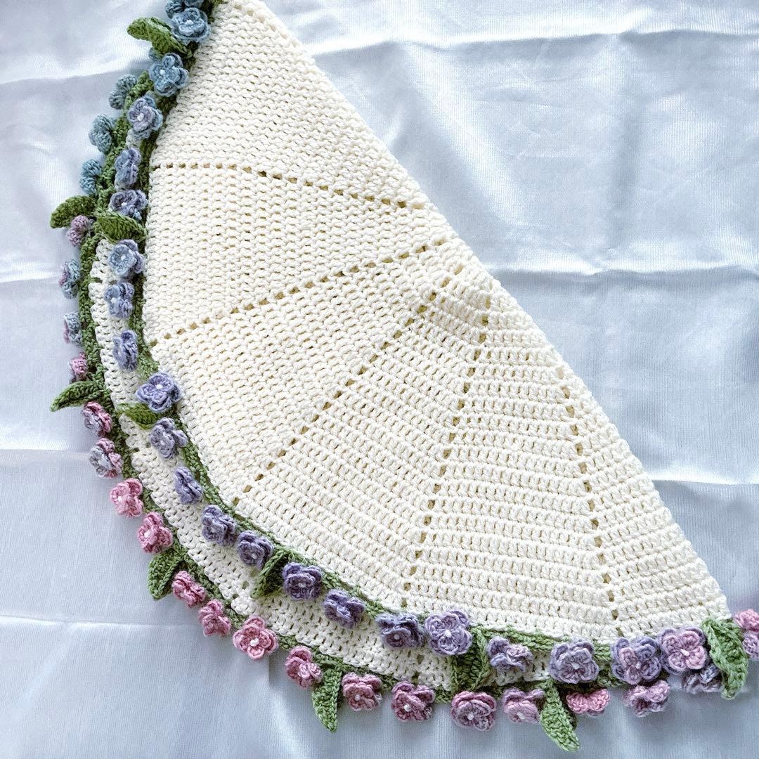 紫陽花　花束ブランケット ブーケブランケット　手編み ハンドメイド 80cm