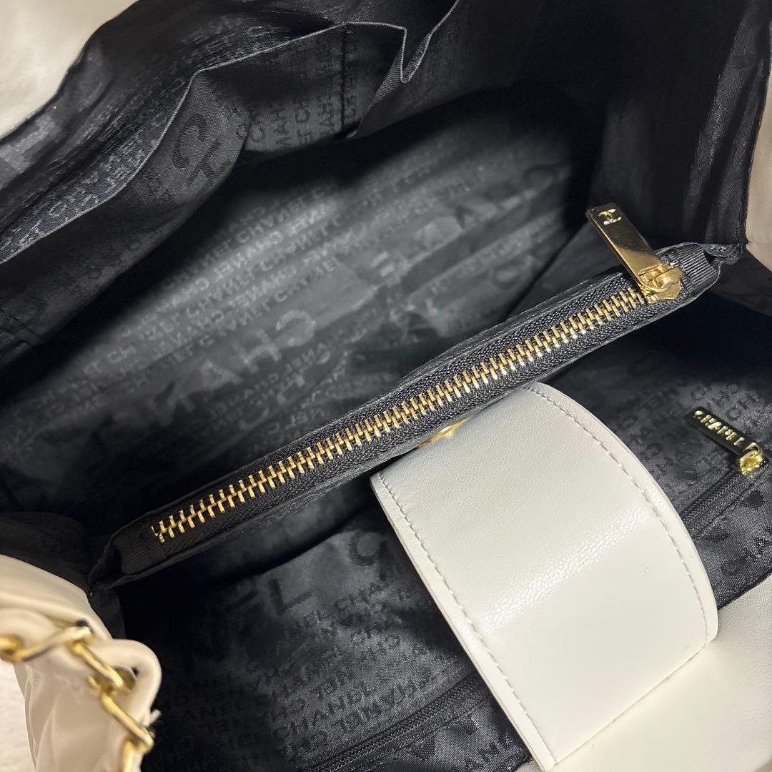 used CHANELシャネル ノベルティ チェーン トートバッグ ホワイト