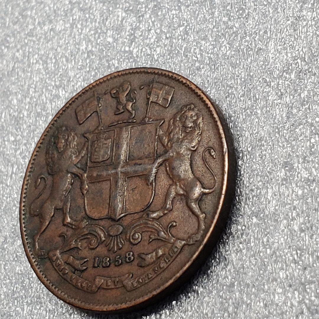 3163.　極美品　貴重？　1858年 東インド会社　1クォーター　アナ