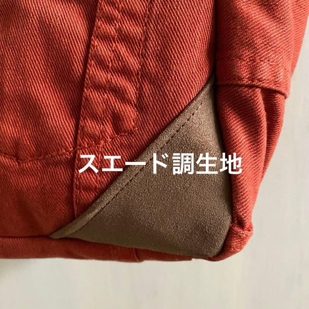 オレンジ色ジージャン　デニムリメイク　トートバッグ