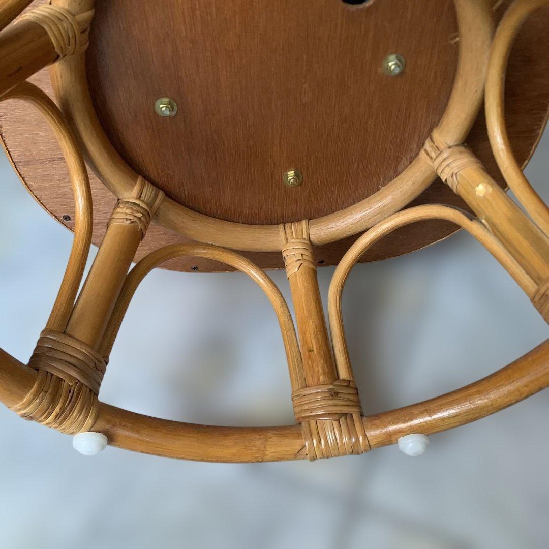 回転ラタンチェアと座椅子（オットマン）セット