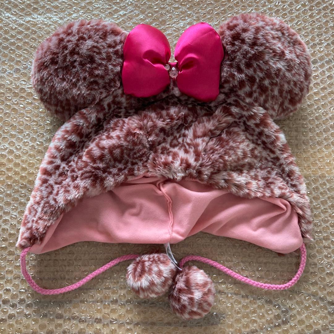 最終　ディズニー　ファンキャップ　リボン　ヒョウ柄　ピンク