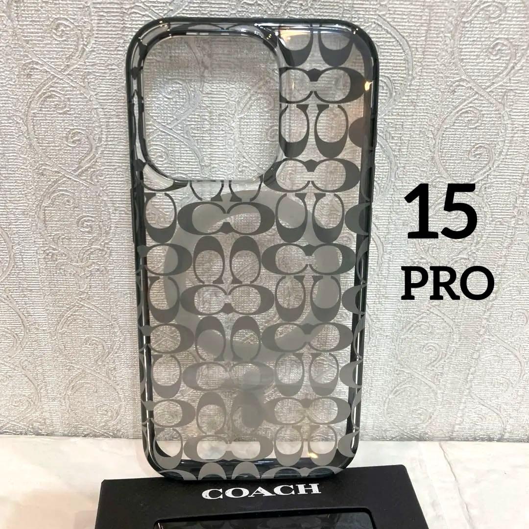 新品coach⭐️iPhone 15 PRO スマホケース　クリア　グレー