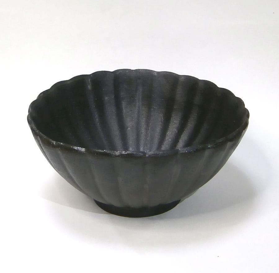 高島大樹 黒釉輪花 2008年初出し 新品未使用 深鉢 どんぶり 鉢 うつわ 丼