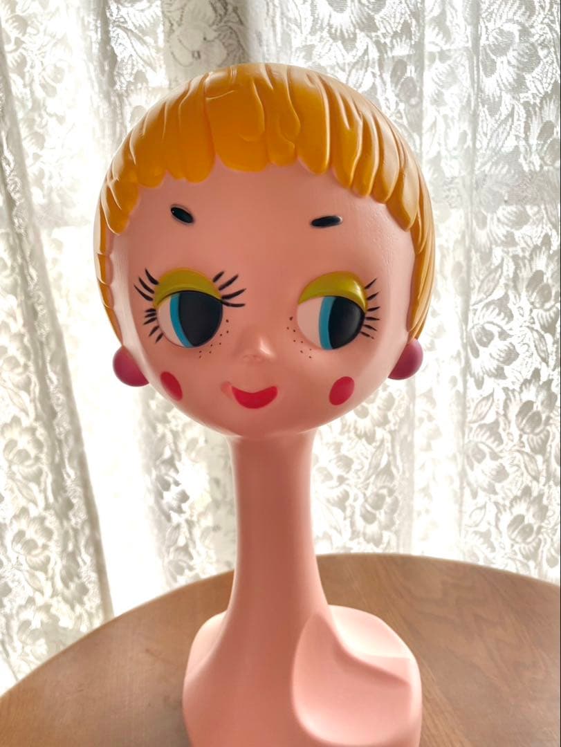 Twiggy head マネキン　レトロポップ ツィッギー　帽子掛け　金色
