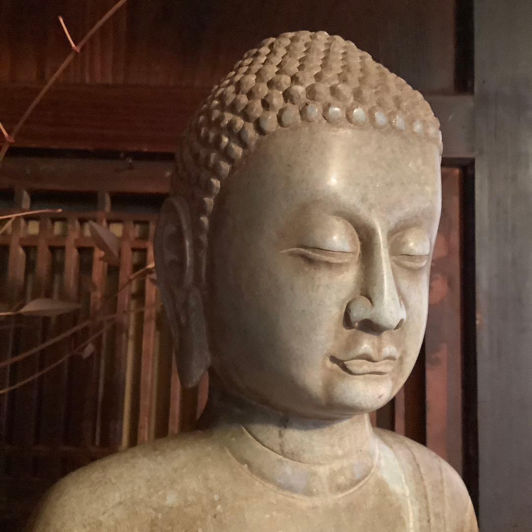 北魏・石仏「阿弥陀如来立像」南北朝時代・北斎・中国古代緑玉・隋極上青石細工彫刻