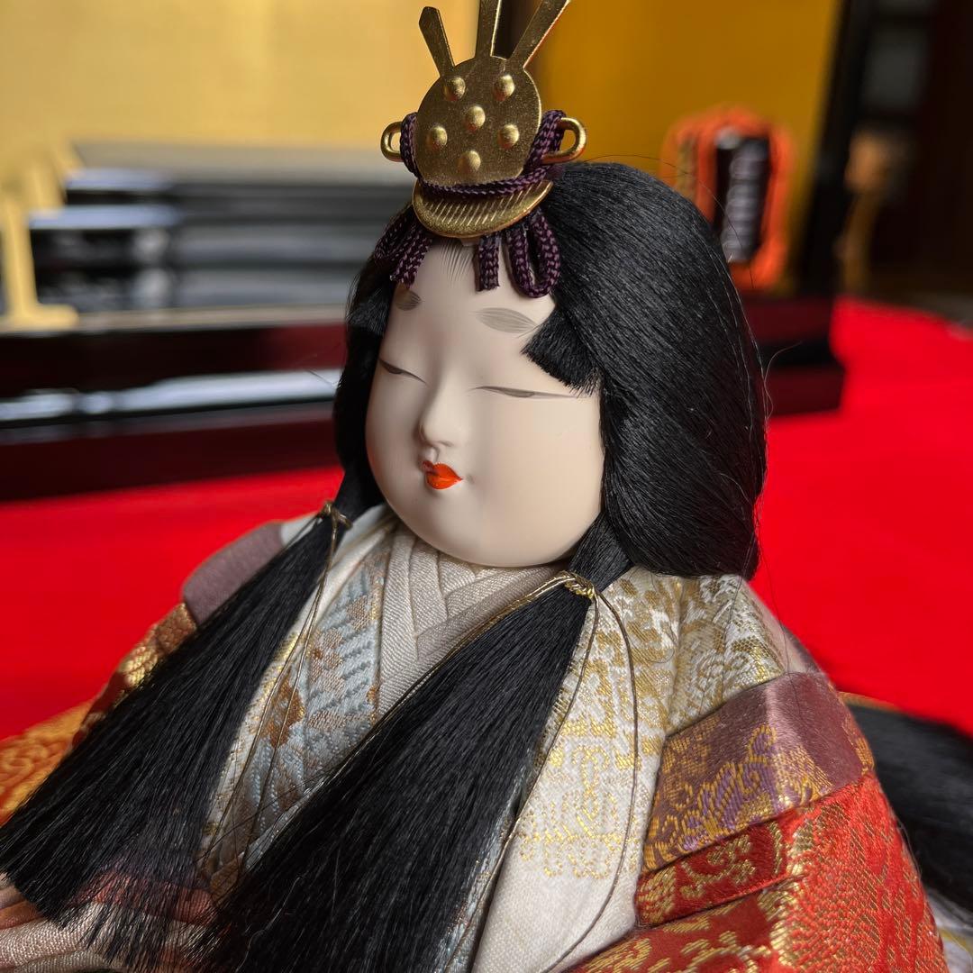 東玉工房　伝統工芸師、鈴木賢一　 江戸木目込￼雛人形　西陣織　木目込雛人形