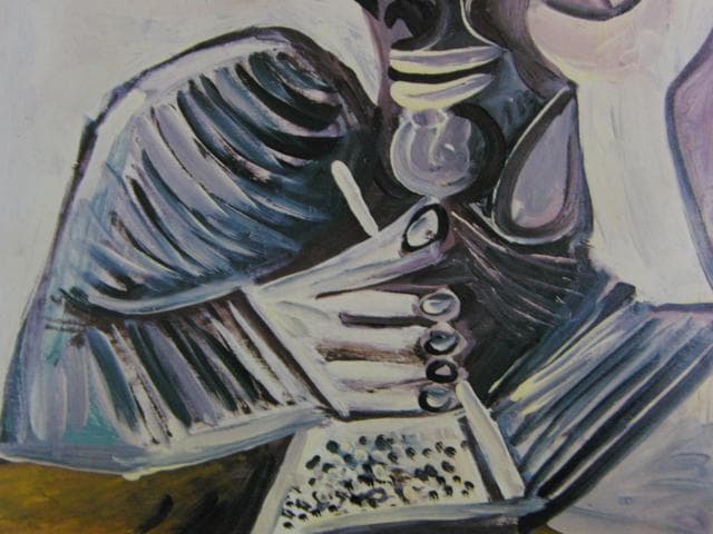 ピカソ(PICASSO)【筆を休めてもの想いにふける男】、高級画集画