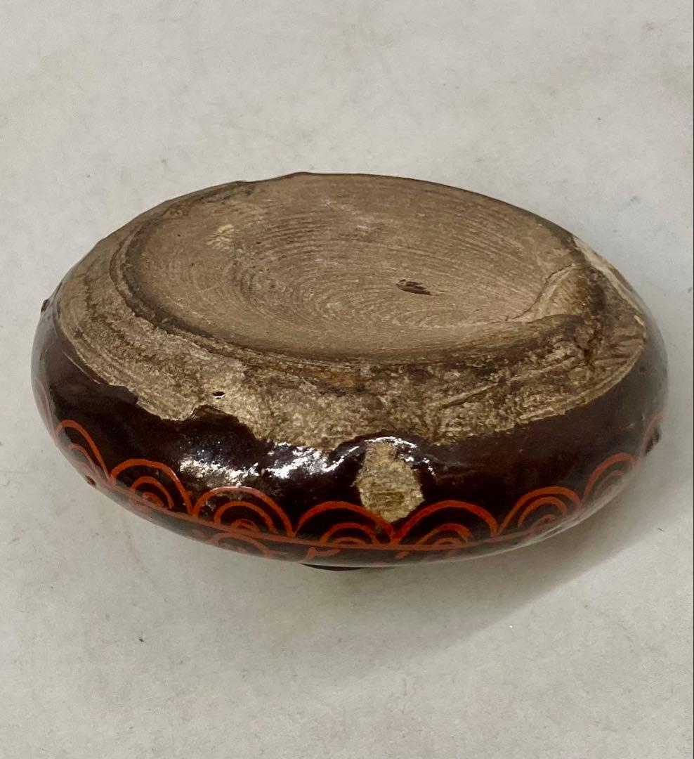 B595s 三つ葉葵紋唐草油壷　髪油　一輪挿　骨董陶器