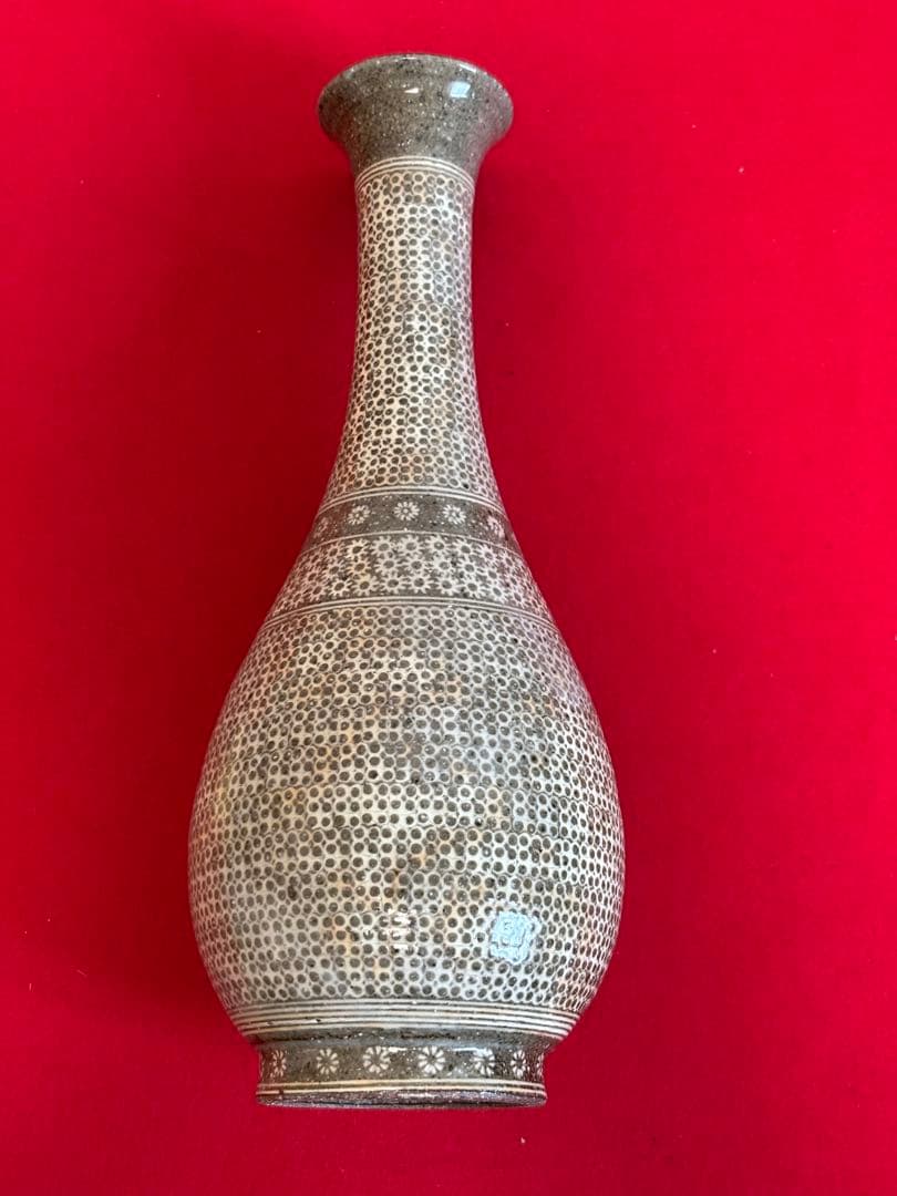 希少 金田鹿男 三島手花生 三島暦手 象嵌 花入 花器 茶道 華道 李朝