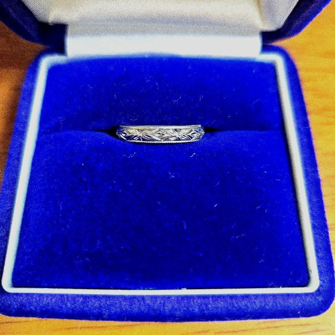 プラチナ　和彫り地金リング Pt900 結婚指輪 8号