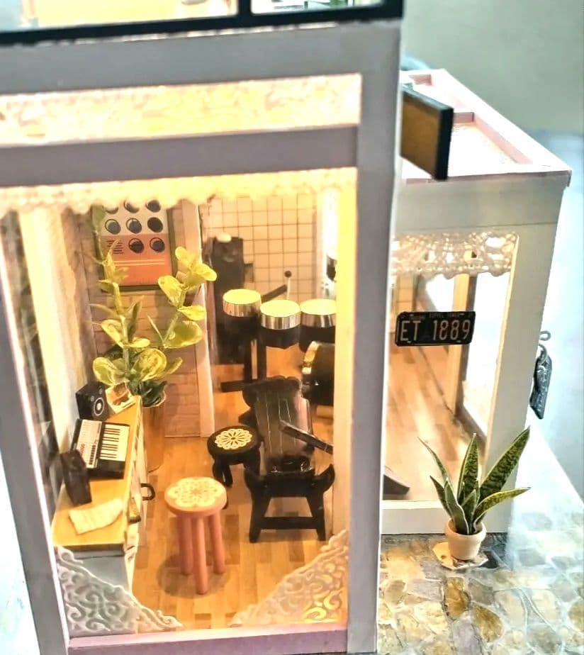 *完成品*ドールハウス ミュージックスタジオ 前面開放 2階テラス 音楽 バンド