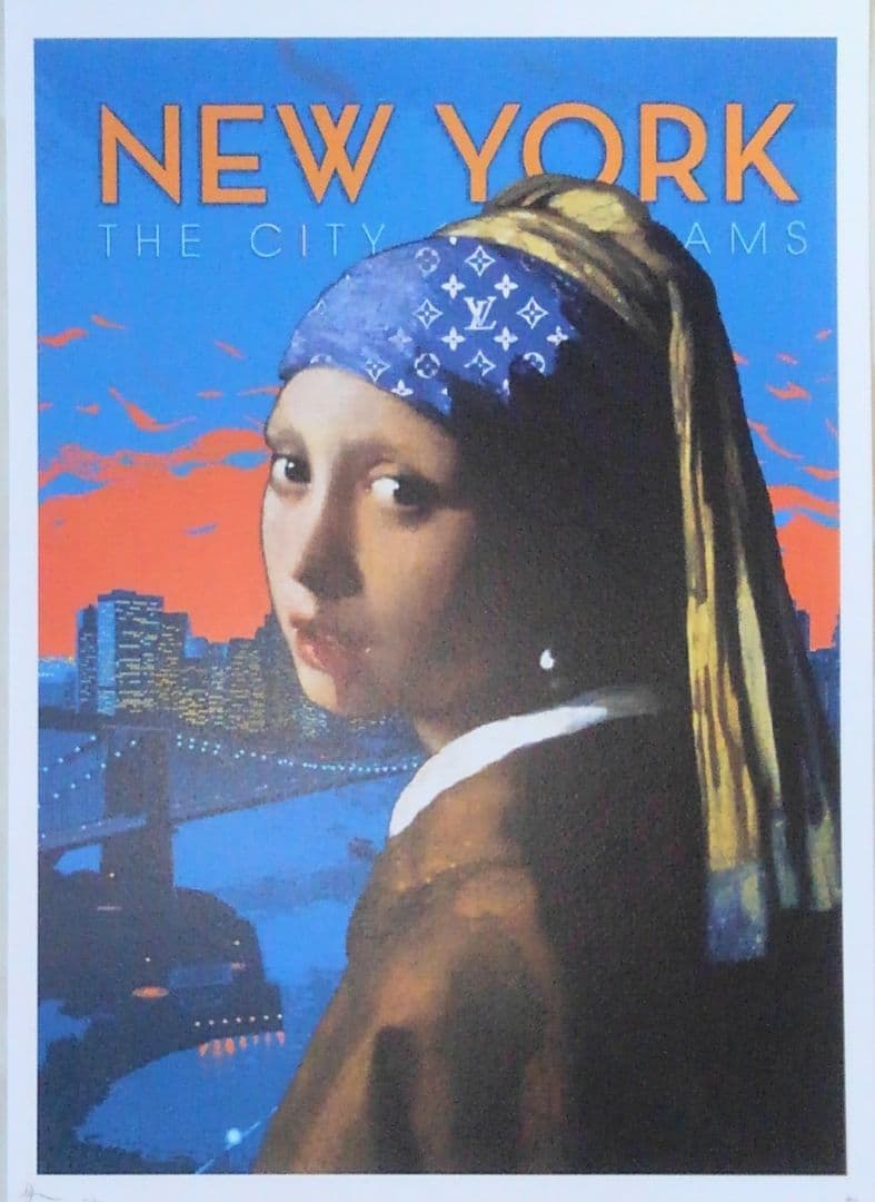 DEATH NYC フェルメール 真珠の耳飾りの少女 アートポスター　極／未使用
