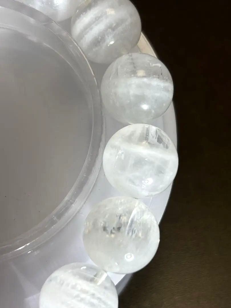 【新入荷】ホワイトガーデンクォーツブレス13㎜後半（新品未使用）虹♡高品質２