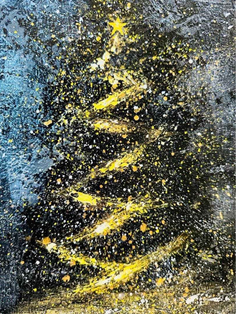 手描き ハンドメイド アート クリスマス絵画  抽象画【 祝福の輝き 】