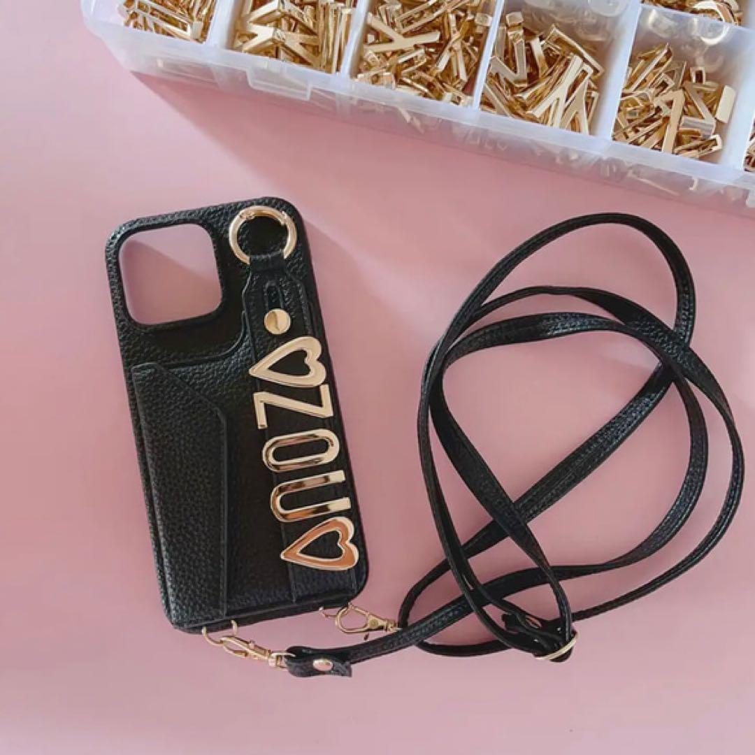 カードポケット＆ショルダー付き♡名入れ可能iPhone＆Galaxyケース