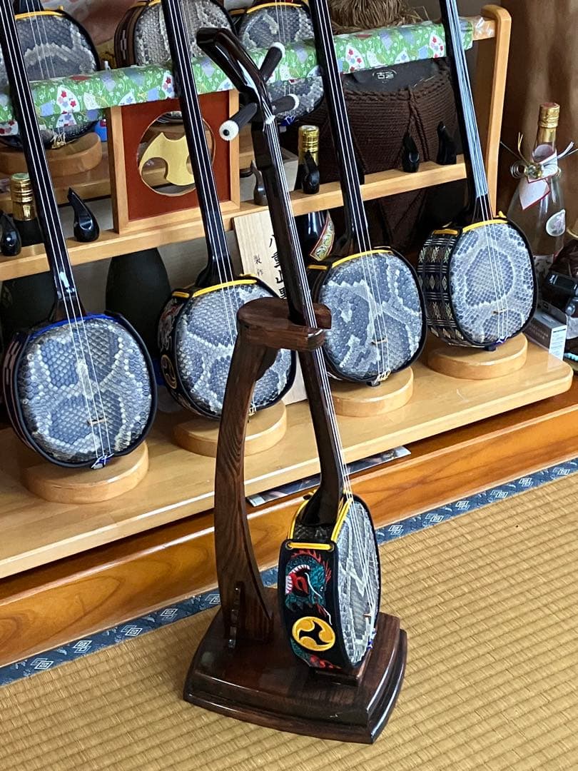 沖縄三線古民家床柱材南風原型本皮一枚張りスンチ塗り期間限定出品