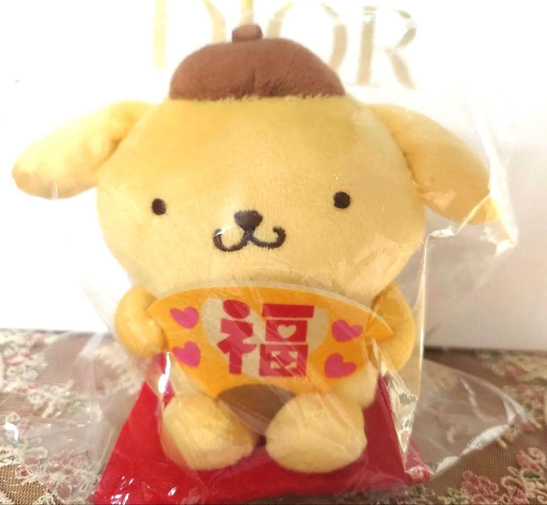 サンリオキャラクターズ　ハッピーマスコット　 ポムポムプリン　 招福扇子