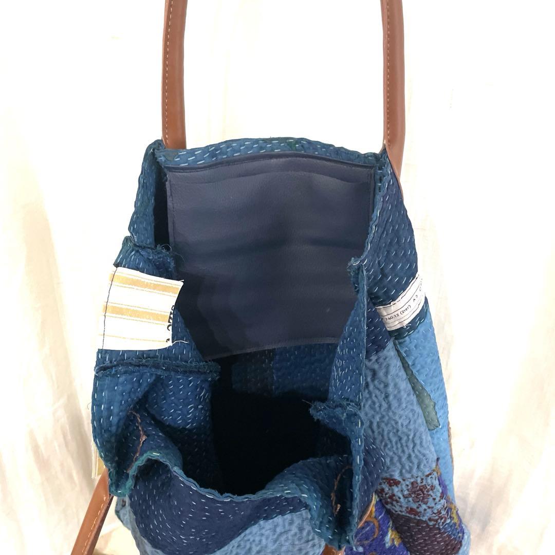 1898 トートバッグ　インディゴ　革　ラリーキルト　カンタキルト　大