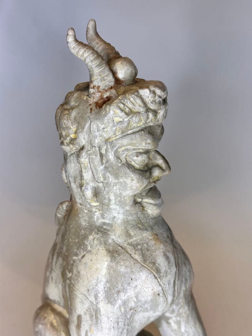 唐時代 鎮墓獣 立像 白掛陶 時代古陶 骨董品 中国古美術