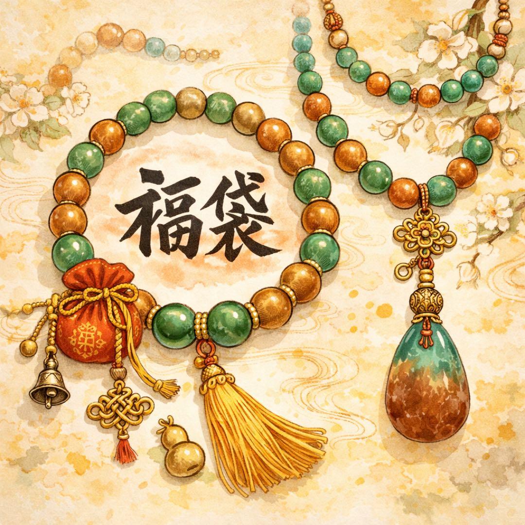 ［福袋］ネックレス1点ブレスレット二つ　3点セット シャー太翠　フォシルコーラル