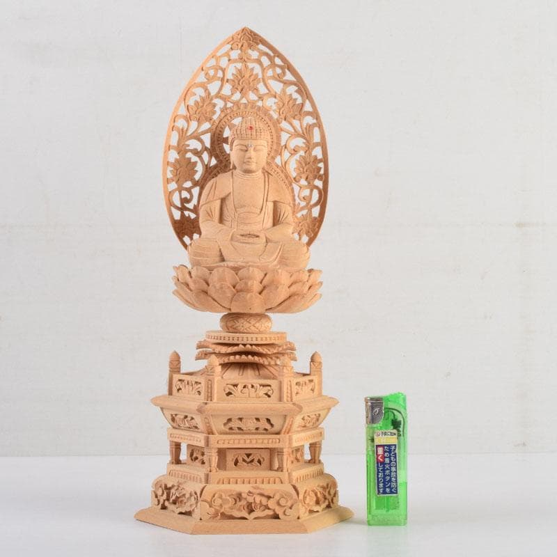 仏教美術　桧彫刻　釈迦如来座像　仏像　蓮華台　C　8870