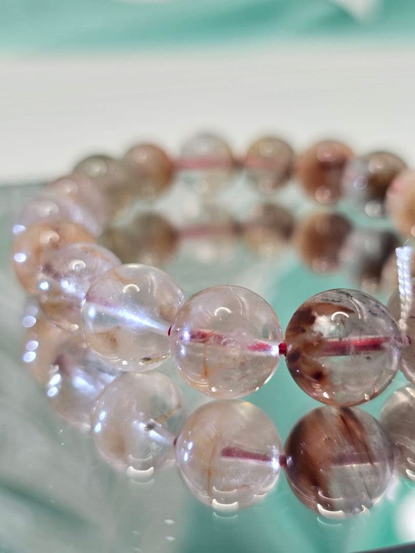 約11.2㍉サゲニティッククォーツブレス＆替えゴム＆ポーチ＆さざれ石(希望者