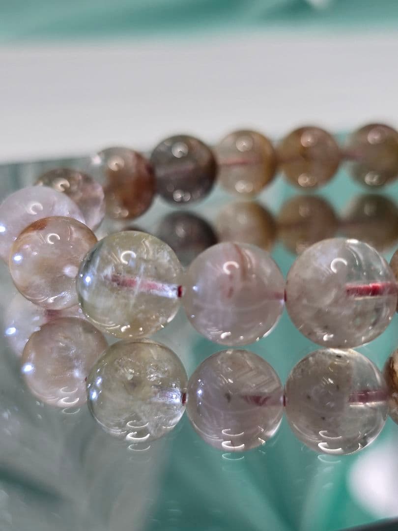 約11.2㍉サゲニティッククォーツブレス＆替えゴム＆ポーチ＆さざれ石(希望者