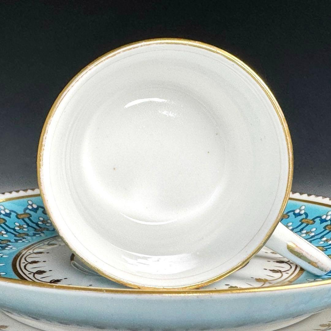 19世紀■光に満ちるターコイズと贅沢な金彩 コープランド ジュエル装飾 トリオ