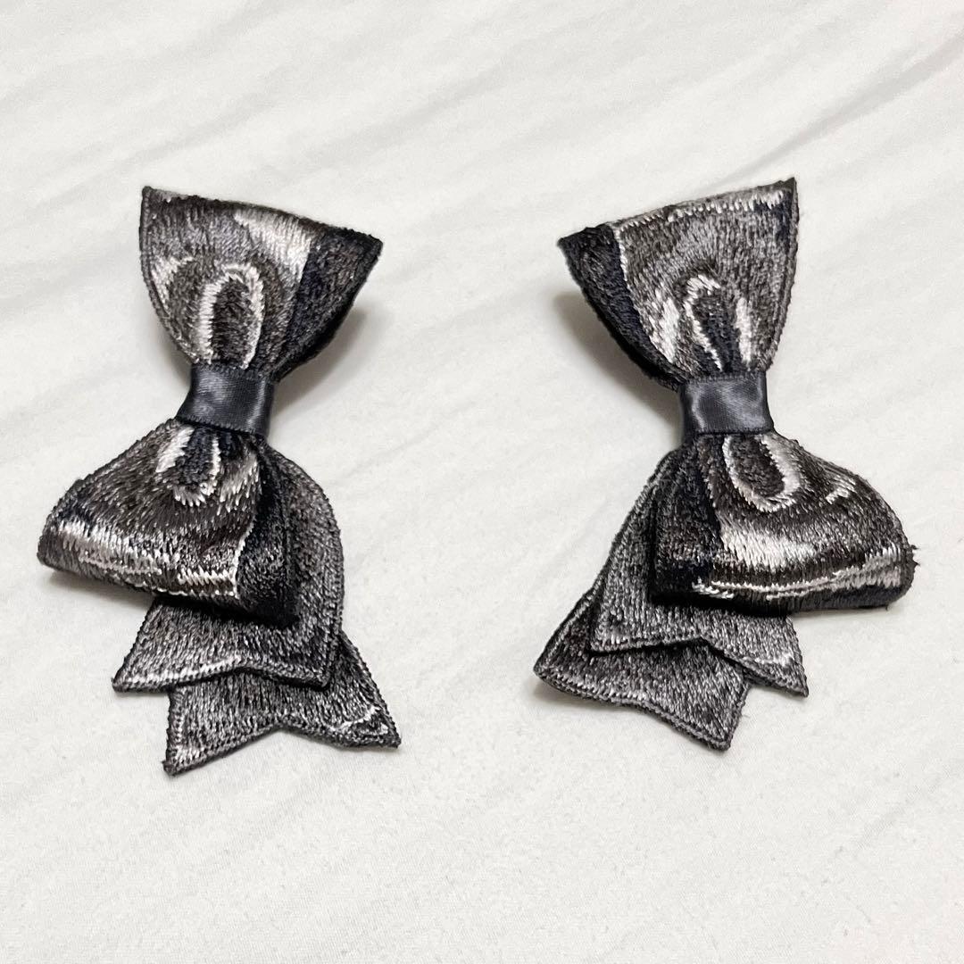 刺繍リボン-イヤアクセ（黒髪の黒）