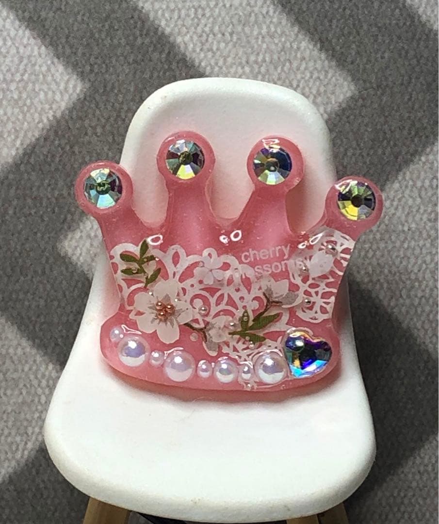 レジンヘアゴム　ティアラ桜（ピンク）