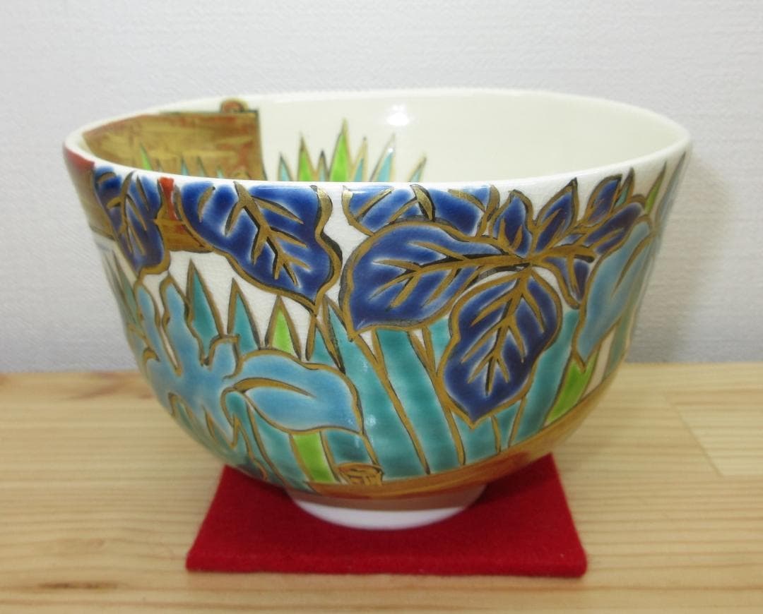 送料込【逢絢亭・新品】茶道具 茶碗 京焼 八ツ橋の図 伊坂清香 共箱入り